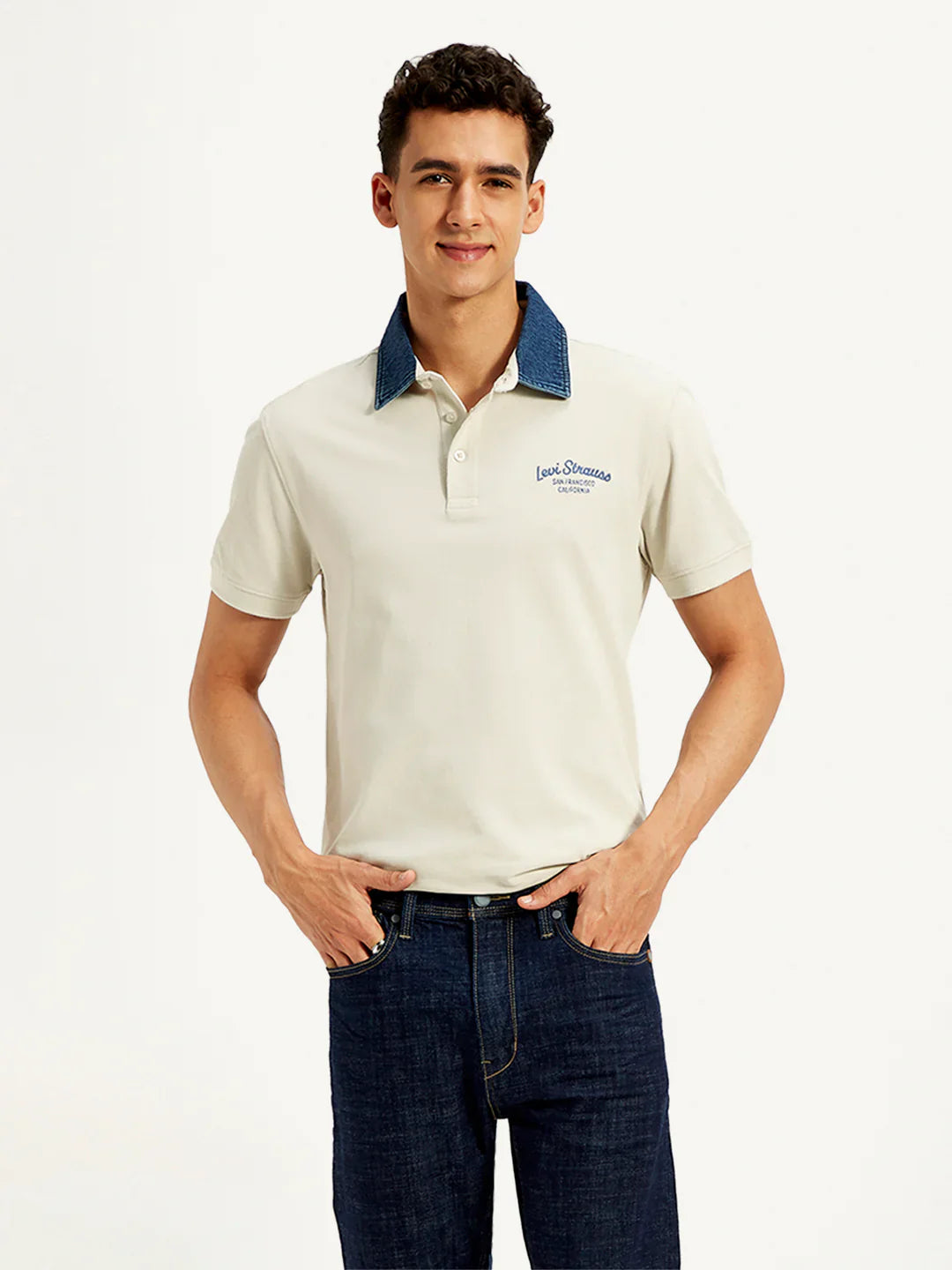 Levi's Men’s Typographic Print Slim Fit Polo T-Shirt