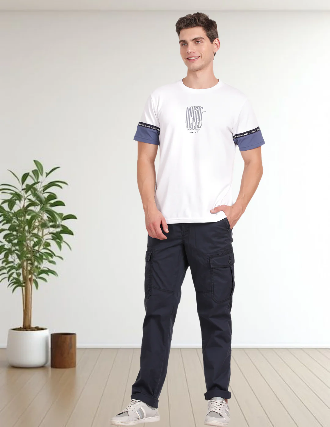 Pack of 2 T-Base Street Cargo – Beige Sand (Beige+ Navy Blue)