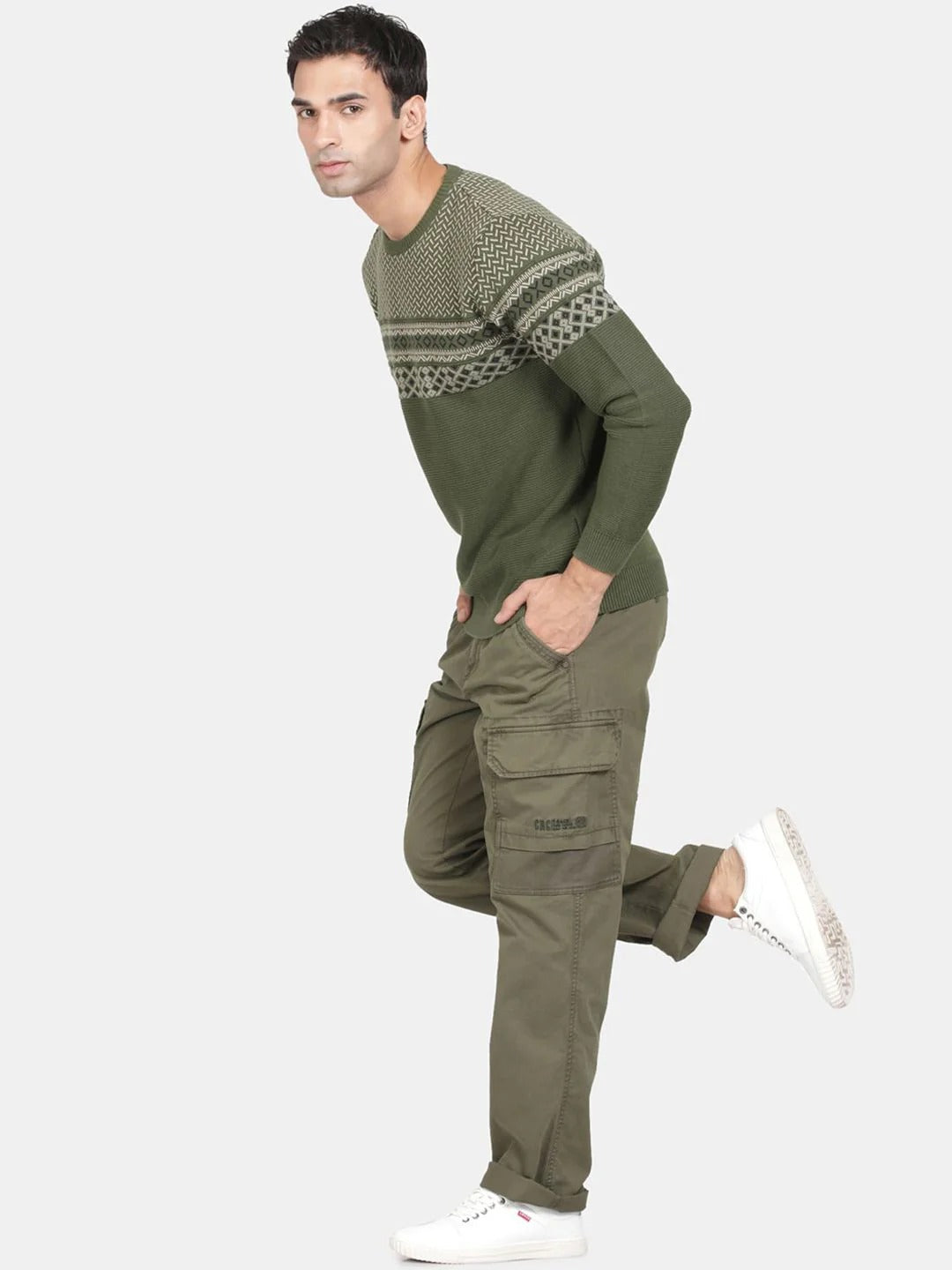 Pack of 2 T-Base Relaxed Fit Cargo (Black + Olive green)