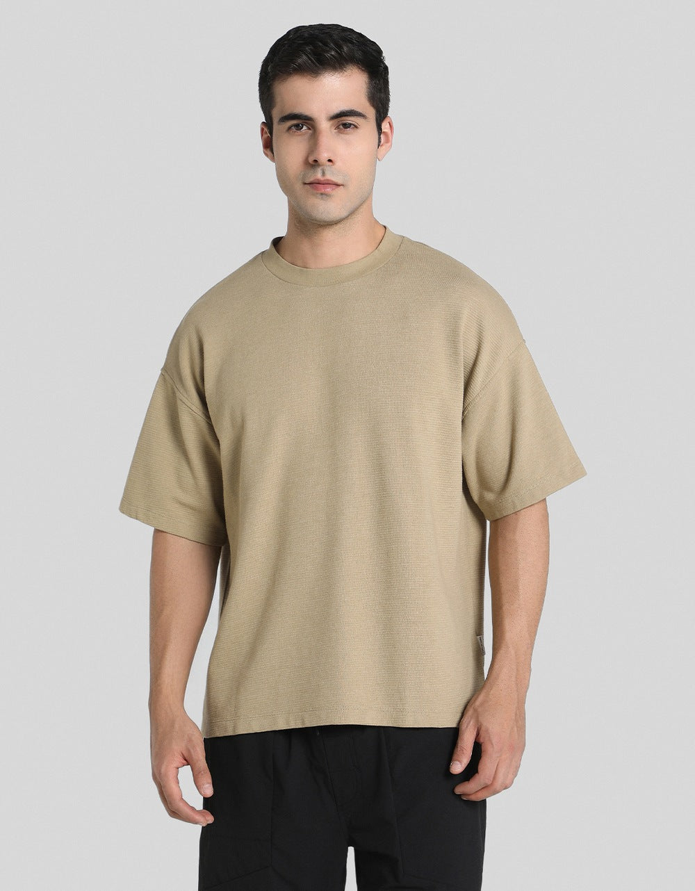 American Eagle Men Brown Oversized Textured T-shirt