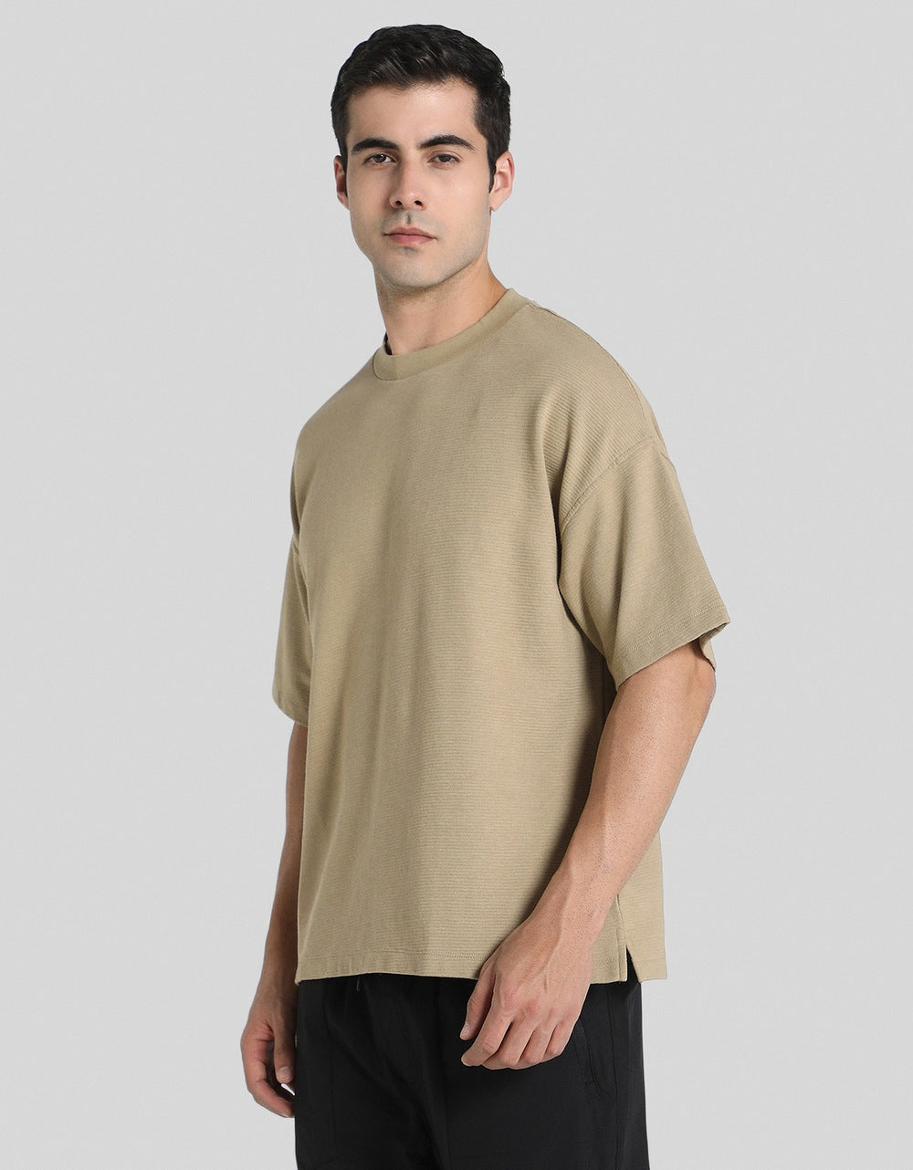 American Eagle Men Brown Oversized Textured T-shirt