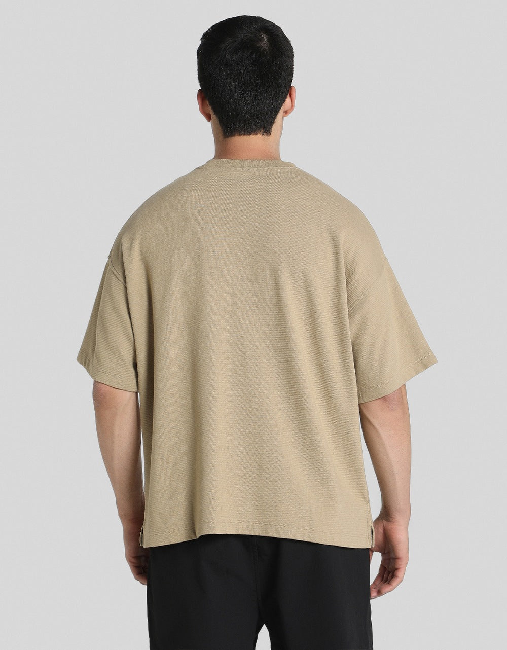 American Eagle Men Brown Oversized Textured T-shirt