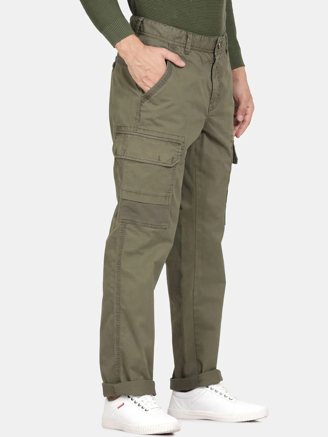 Pack of 2 T-Base Relaxed Fit Cargo (Black + Olive green)