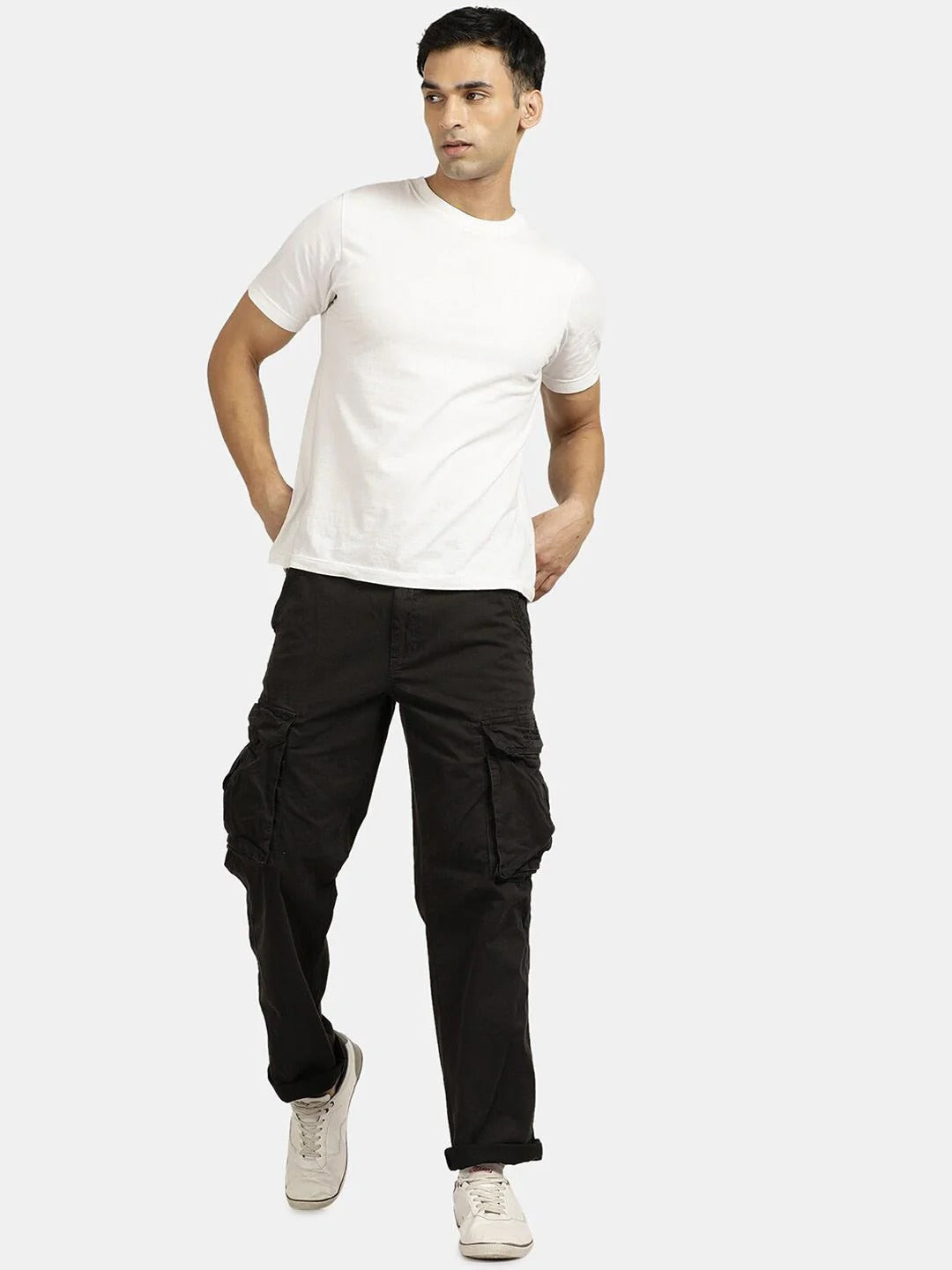 Pack of 2 T-Base Relaxed Fit Cargo (Black + Olive green)