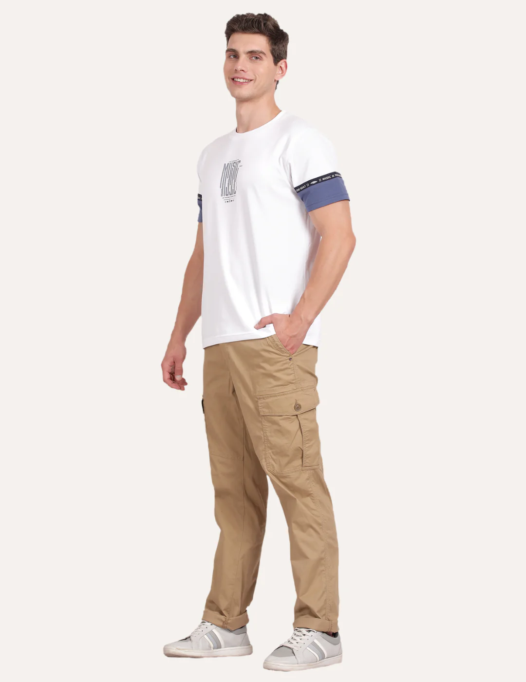 Pack of 2 T-Base Street Cargo – Beige Sand (Beige+ Navy Blue)