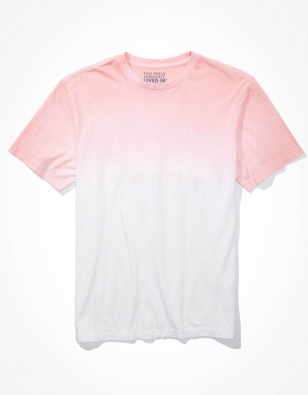 American Eagle Men Pink Super Soft Dip-Dye T-Shirt