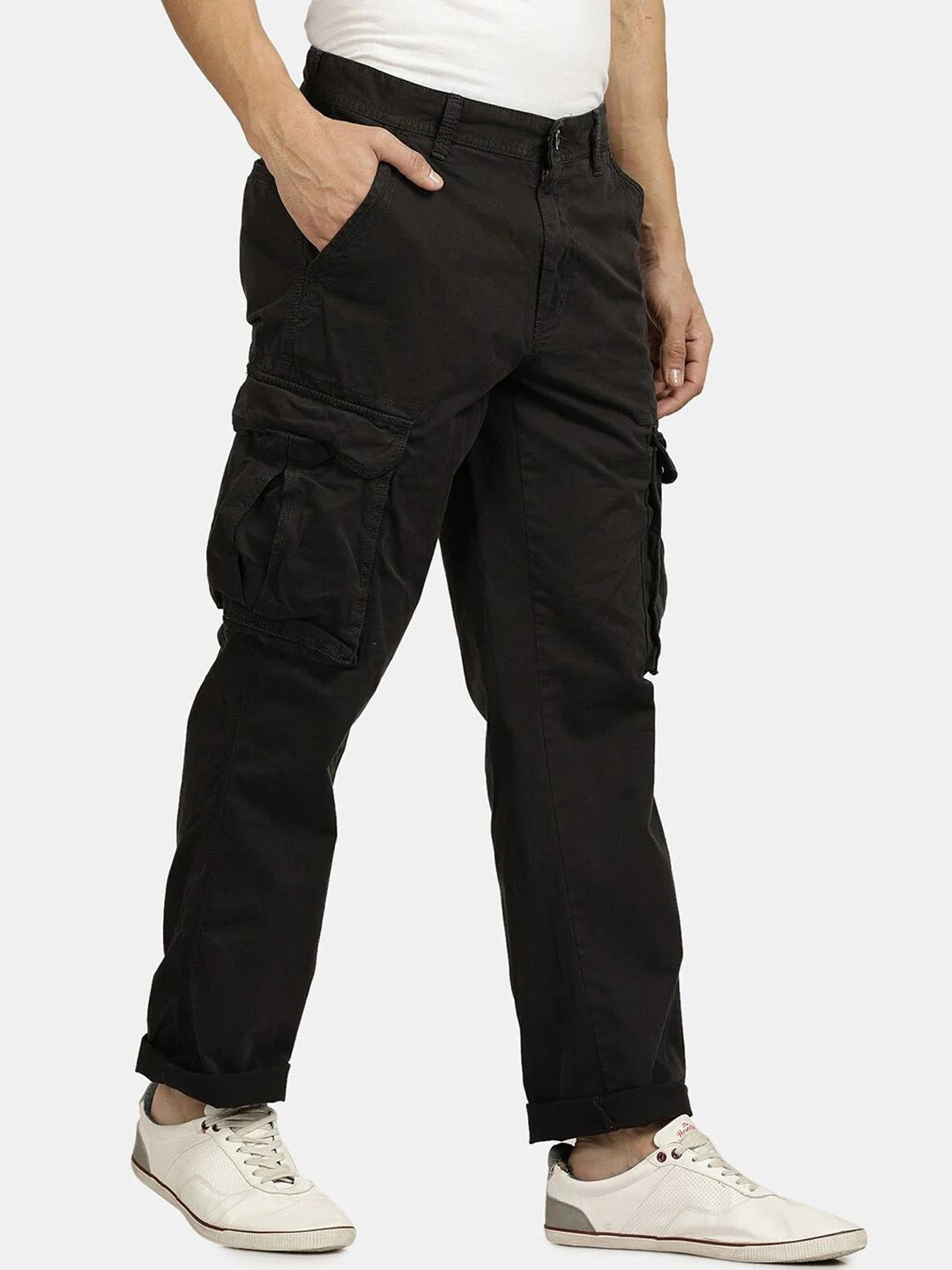 Pack of 2 T-Base Relaxed Fit Cargo (Black + Olive green)