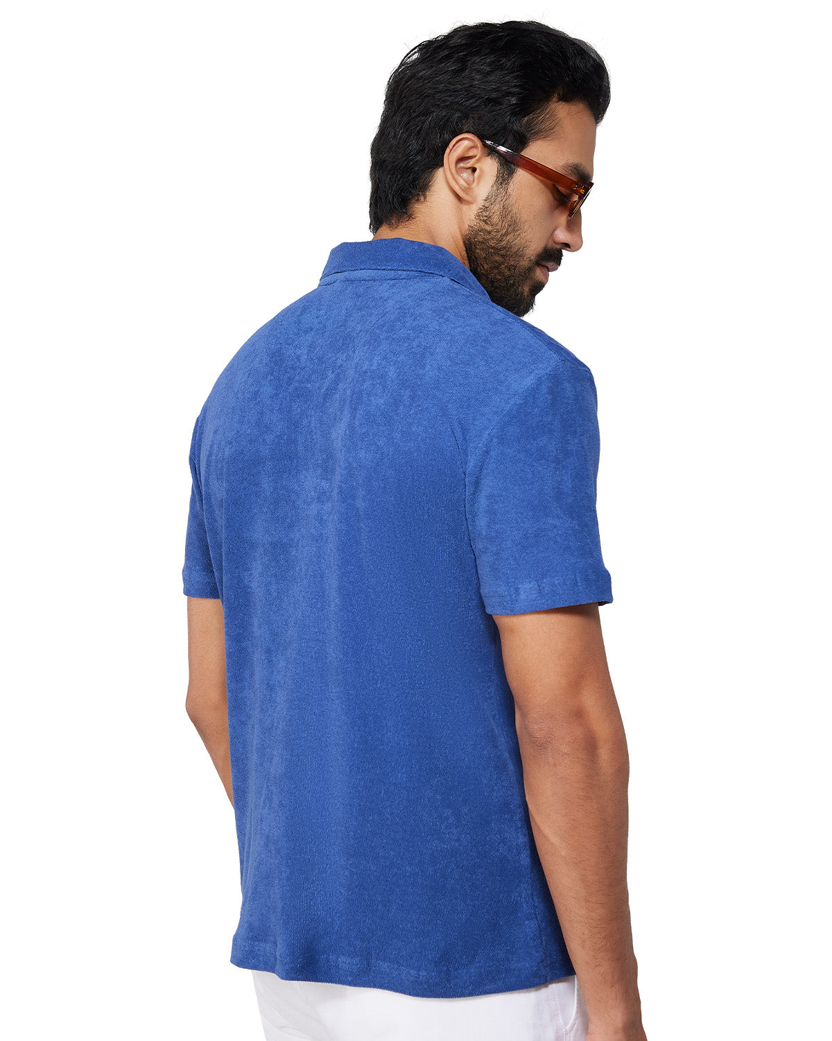 Signature Terry Towel Polo T-Shirt - Dark Blue