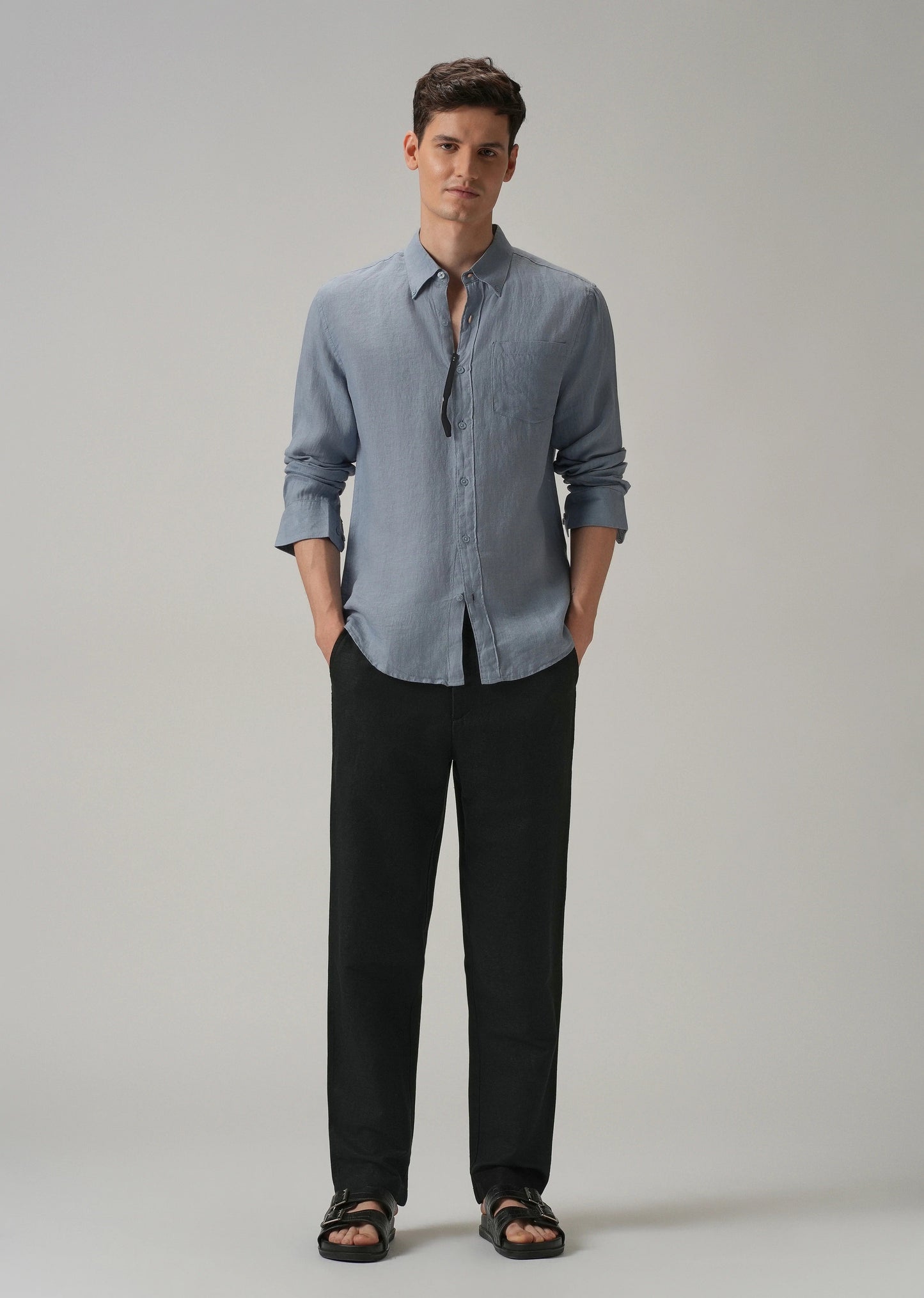PACK OF 2 Premium Linen Pants – (Grey & Blue)