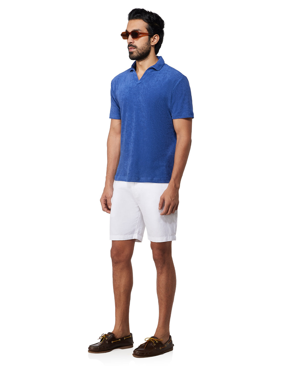 Signature Terry Towel Polo T-Shirt - Dark Blue