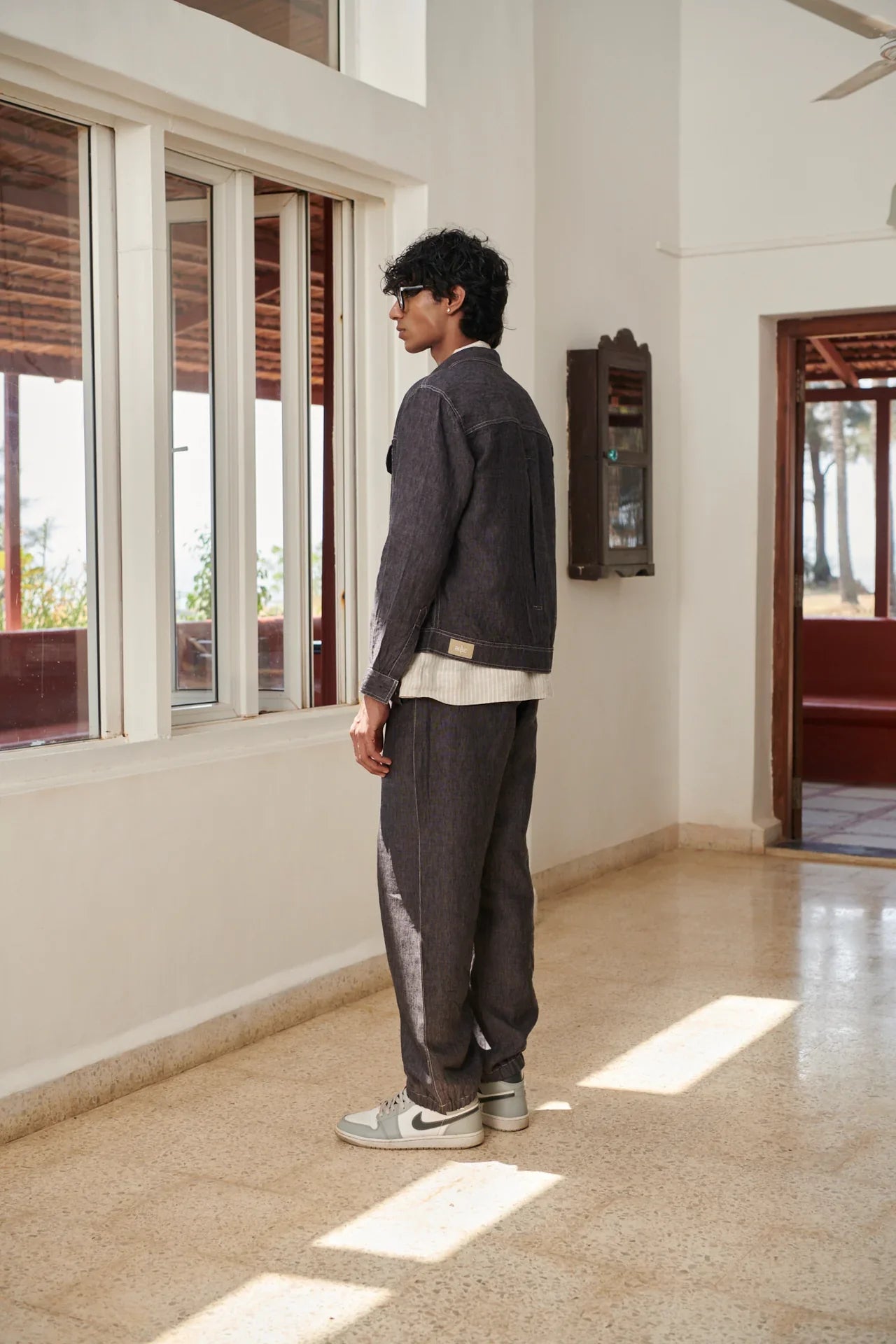 Graphite Linen Denim Men's Relaxed Jogger Pants