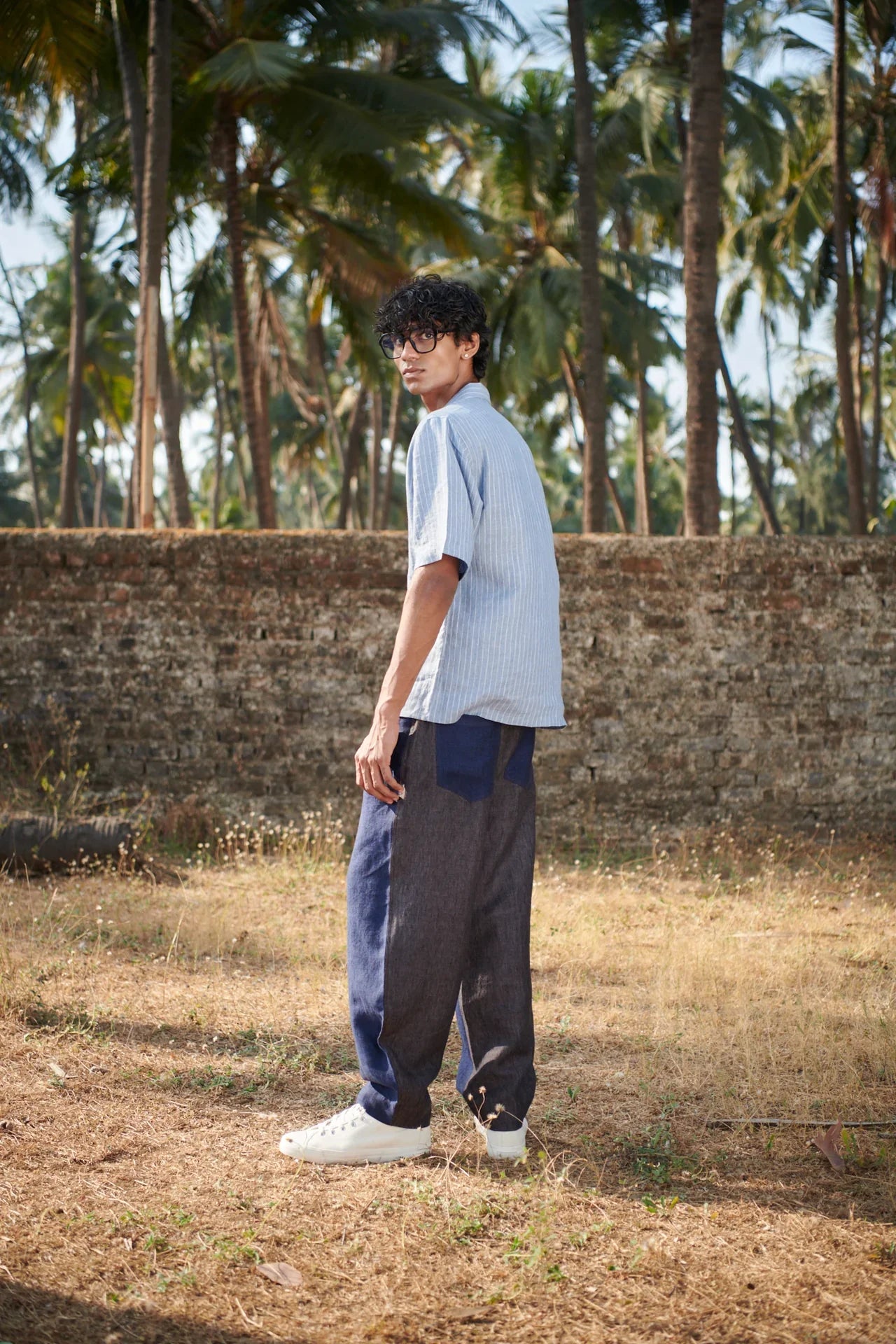 Neel Graphite Linen Denim Men's Barrel Pants