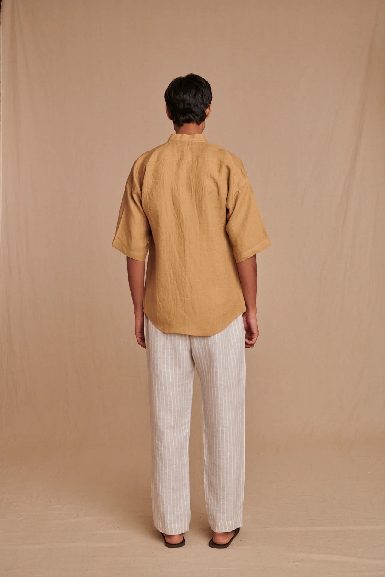 Undyed Boldstripe Linen Men's Lounge Pants