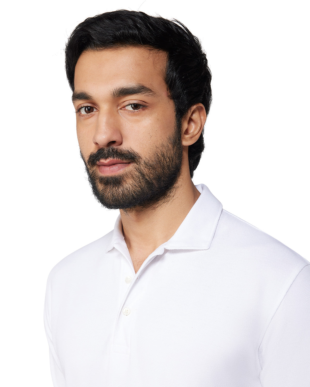 Signature Button Polo T-Shirt - White