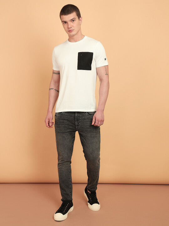 Wrangler Men Solid White Crew Neck Regular Fit T-Shirt