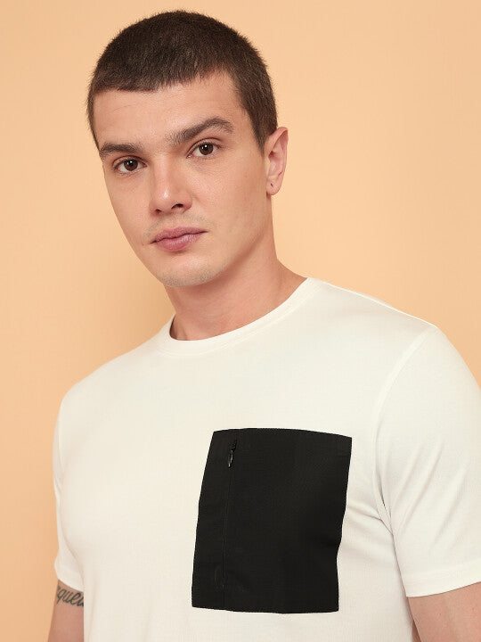 Wrangler Men Solid White Crew Neck Regular Fit T-Shirt