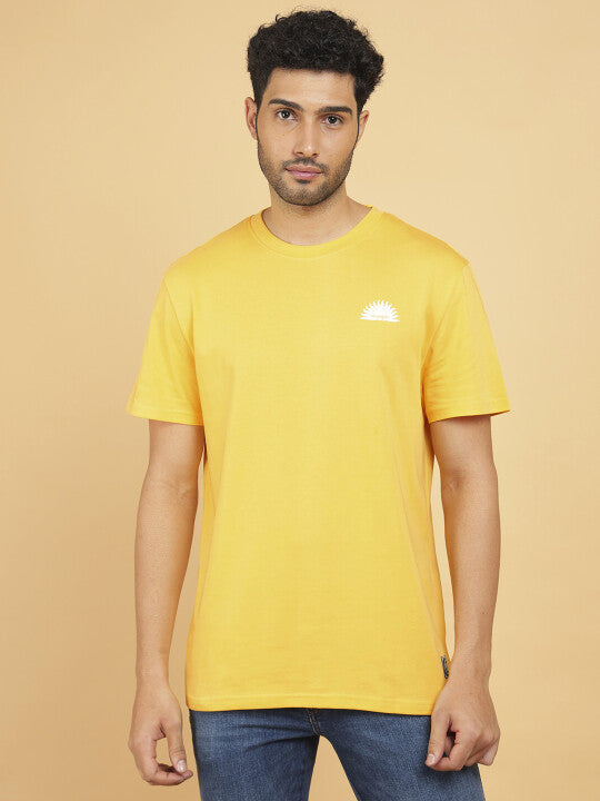 Wrangler Men Yellow Back Print Crew Neck Relaxed Fit T-Shirt