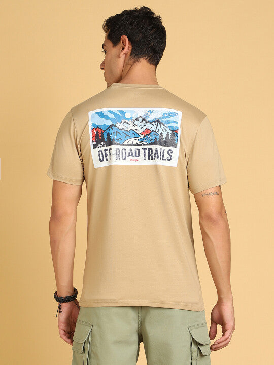 Wrangler Men Beige Graphic Print Crew Neck Regular Fit T-Shirt