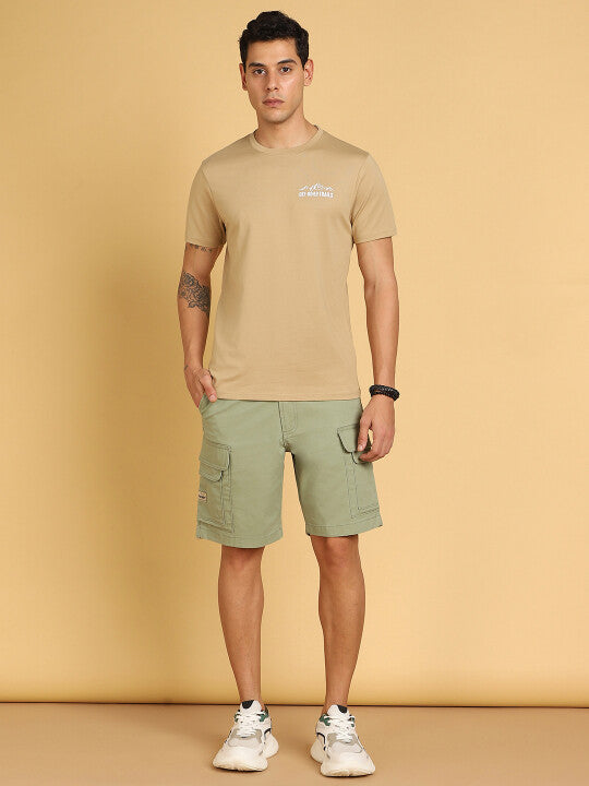 Wrangler Men Beige Graphic Print Crew Neck Regular Fit T-Shirt