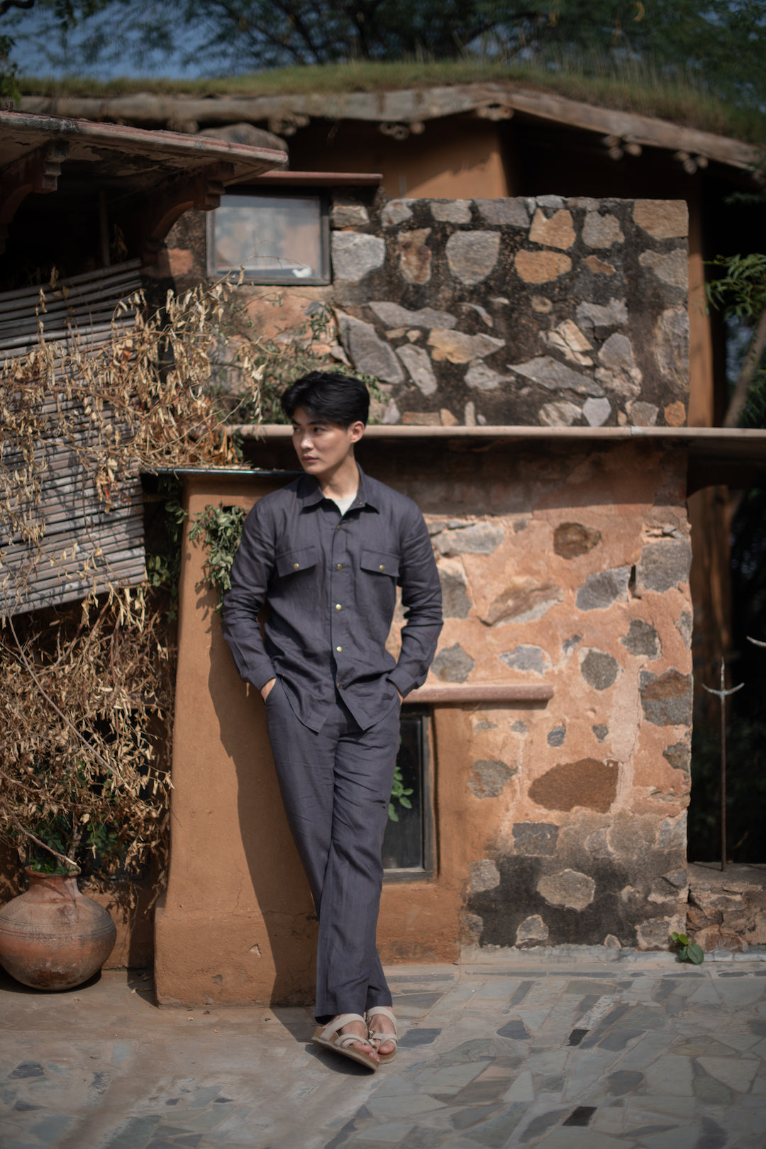 The Terra Tribe Charcoal Linen Serenity Pants for Men