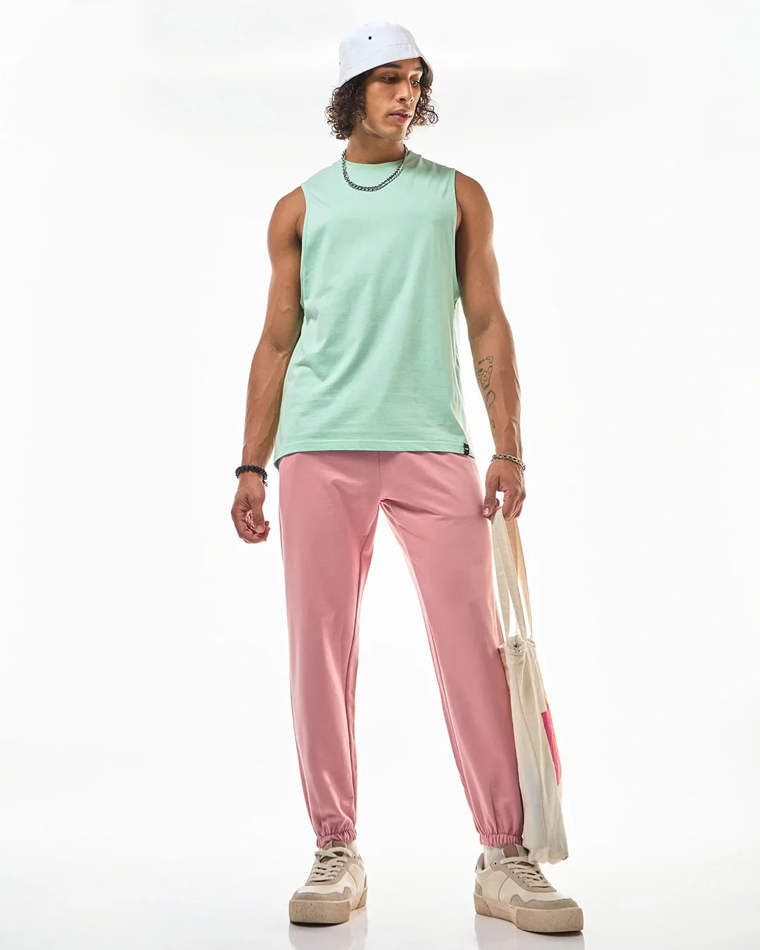 Men's Pink Oversized Joggers