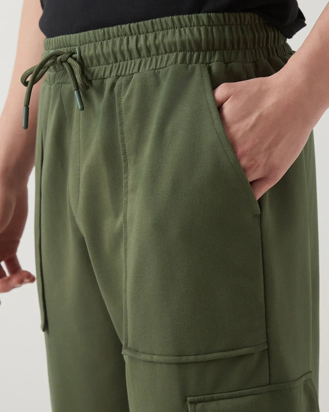 Men's Winter Moss Green Oversized Cargo Joggers