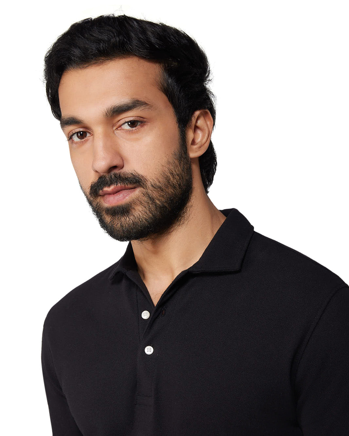 Signature Button Polo T-Shirt - Black