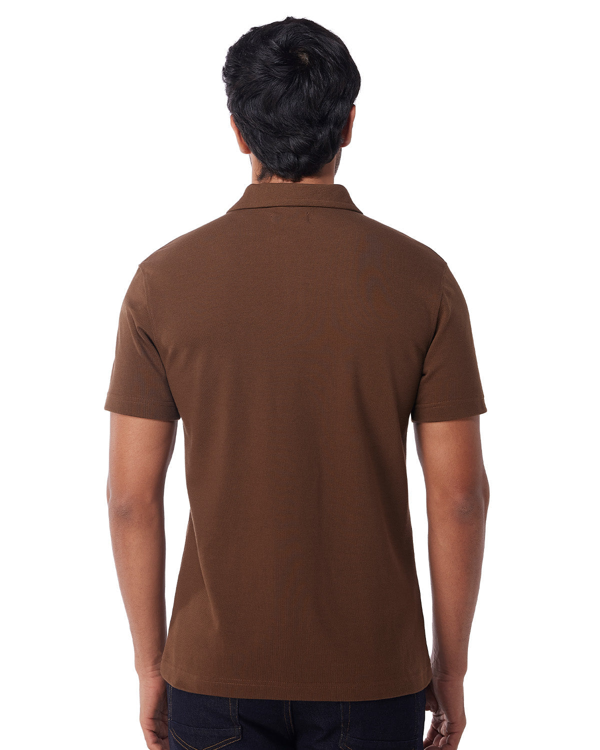 Signature Zipper Polo T-Shirt - Dark Brown