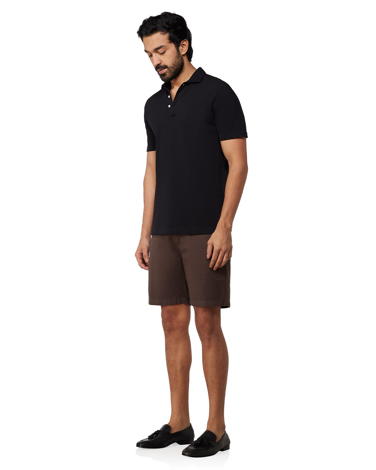 Signature Button Polo T-Shirt - Black