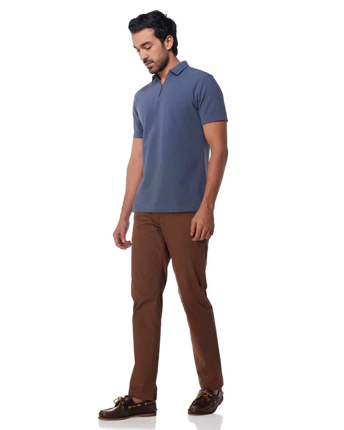 Signature Zipper Polo T-Shirt - Grey