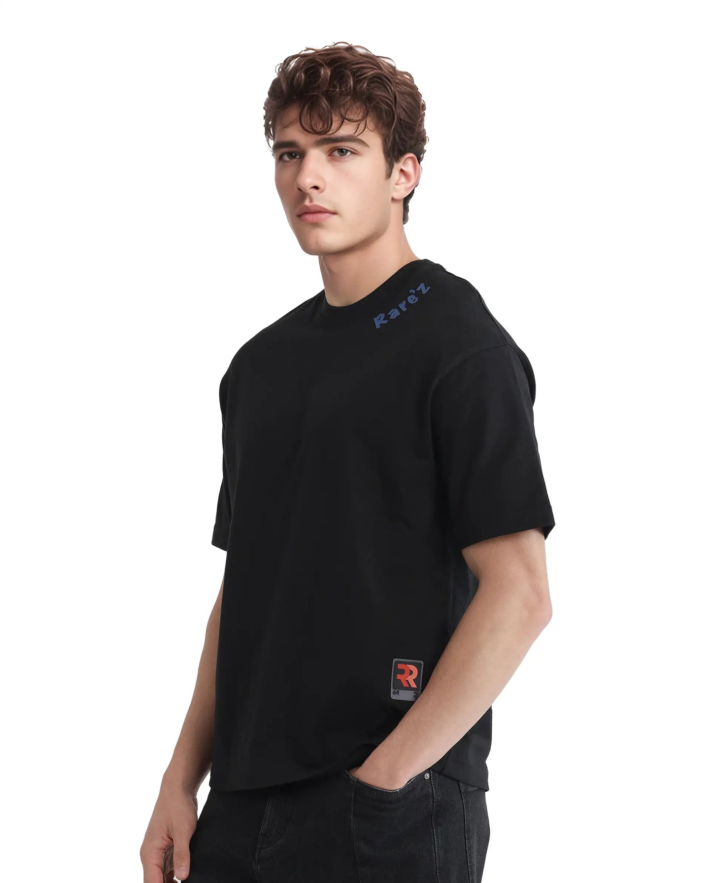 Rare Rabbit Men Black Oversized Graphic Back Print T-Shirt – Kent