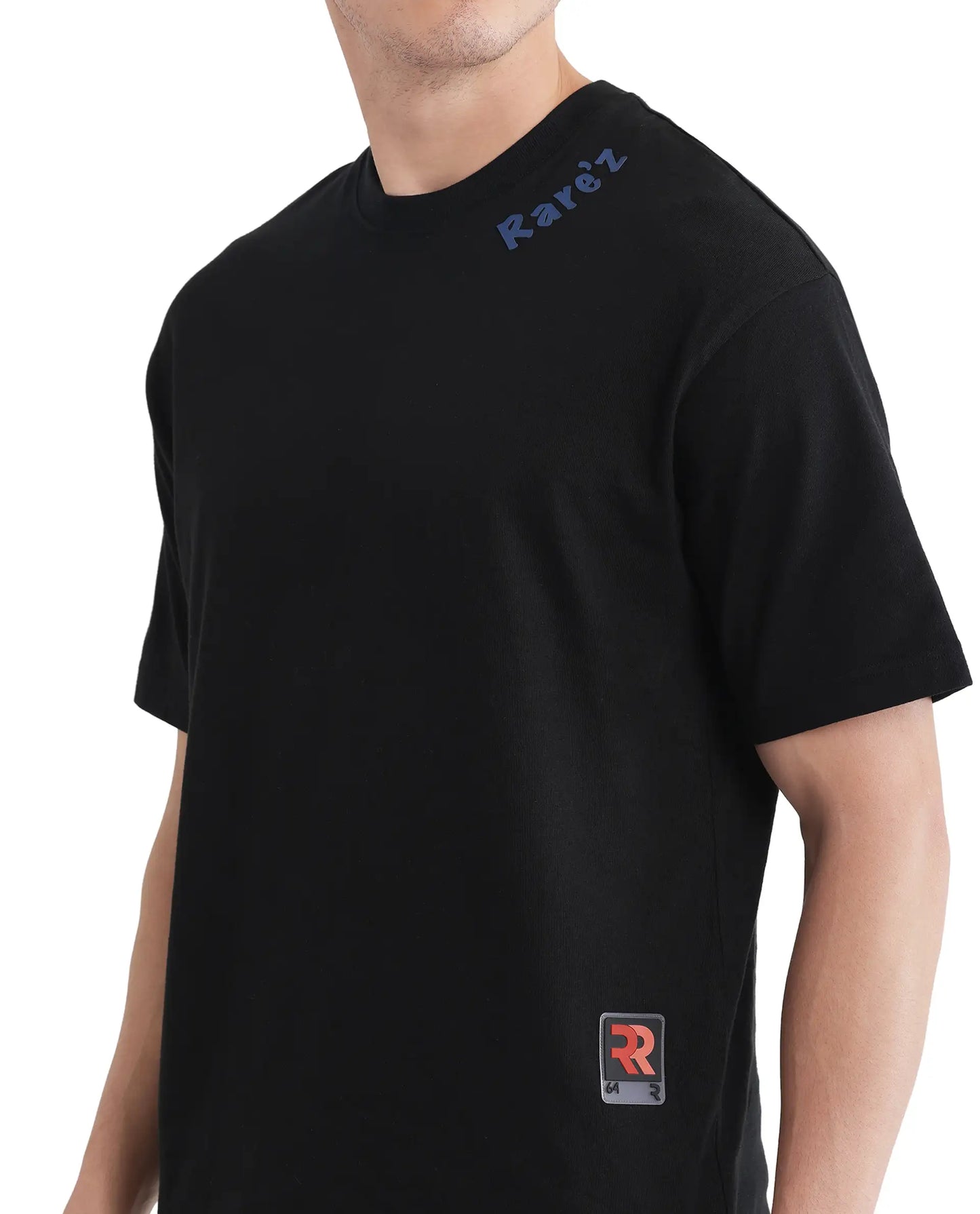 Rare Rabbit Men Black Oversized Graphic Back Print T-Shirt – Kent