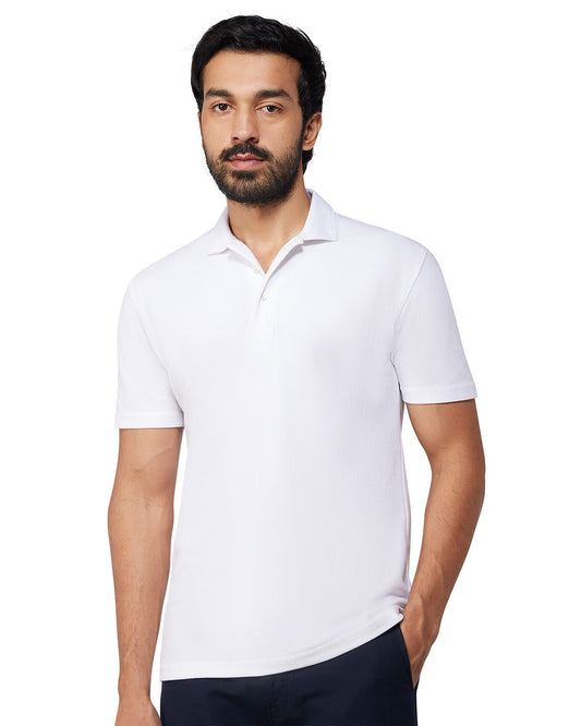 Signature Button Polo T-Shirt - White