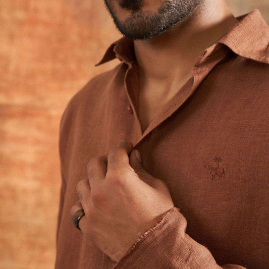 Earth-Tone Cotton Linen Shirt | Natural Comfort & Effortless Style