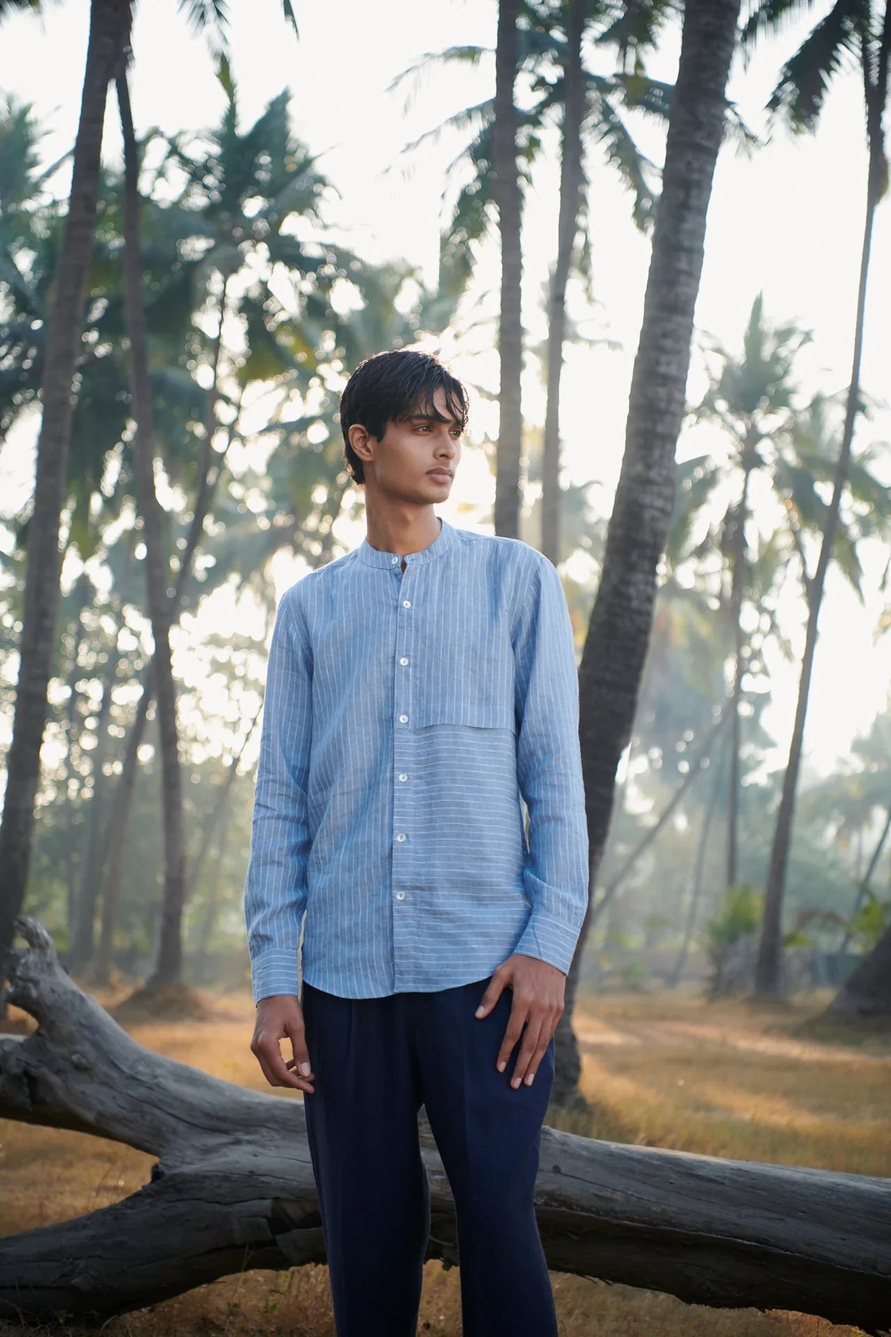 Neel Linen Denim Men's Pleated Tappered Pants