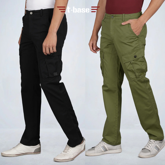 Pack of 2 T-Base Utility Cargo Pants –  (Black + Green)