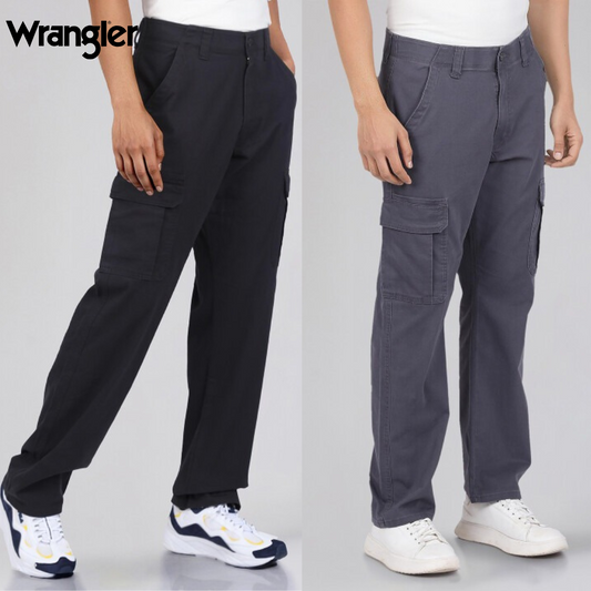 Pack of 2 Wrangler Cargos – Tough Look, Easy Comfort (Grey+ Black)