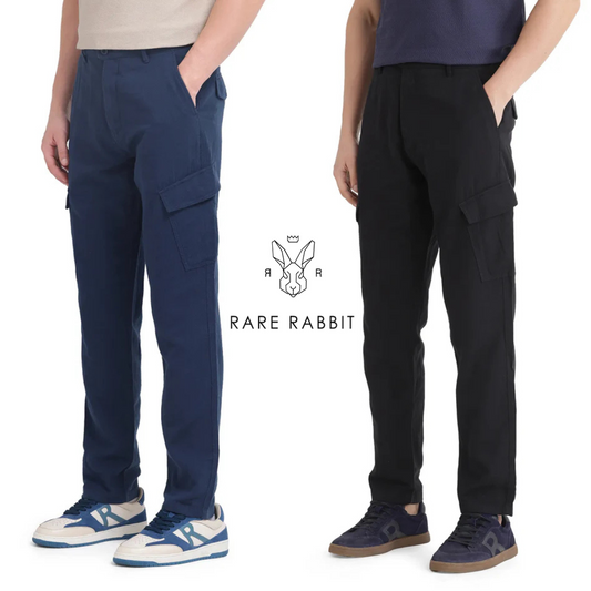 Pack of 2 Rare Rabbit Cargos – Summer Cargos (Black + Navy Blue)