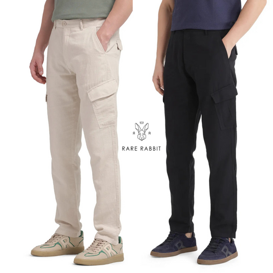 Pack of 2 Rare Rabbit Cargos – Premium Street Style (White+Black)