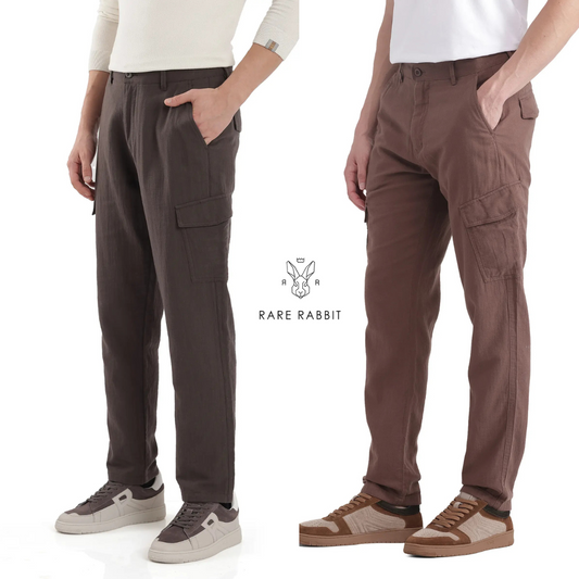 Pack of 2 Rare Rabbit Cargos – Designed to Stand Out (Dusky Brown+ Dark Brown)