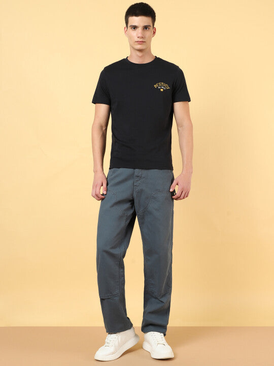 Wrangler Men Black Graphic Print Crew Neck Regular Fit T-Shirt