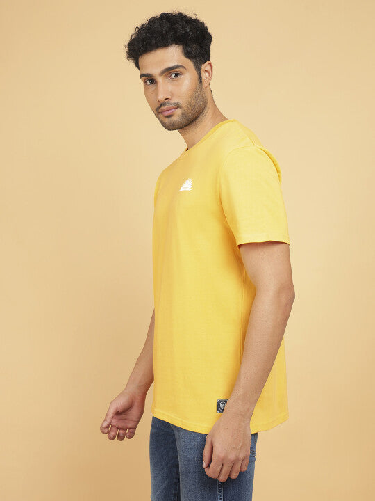 Wrangler Men Yellow Back Print Crew Neck Relaxed Fit T-Shirt