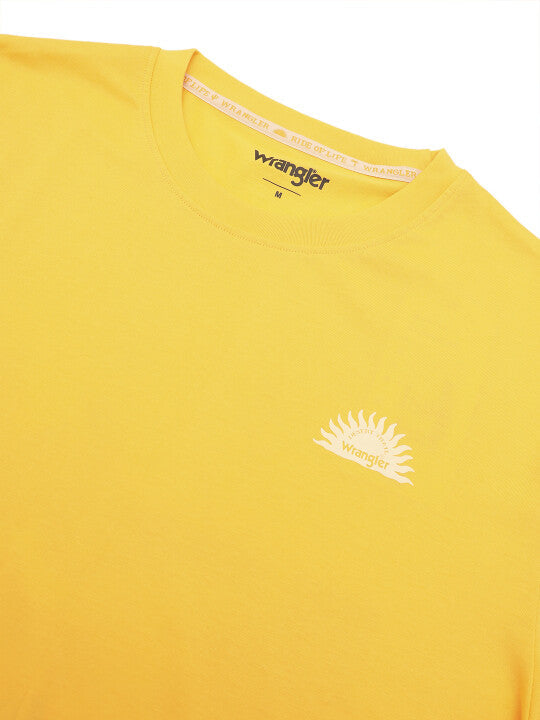 Wrangler Men Yellow Back Print Crew Neck Relaxed Fit T-Shirt
