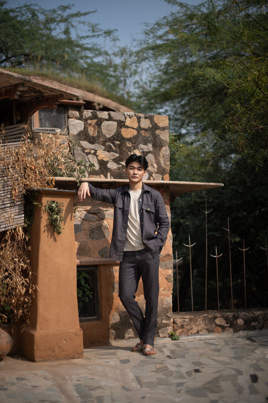 The Terra Tribe Charcoal Linen Serenity Pants for Men